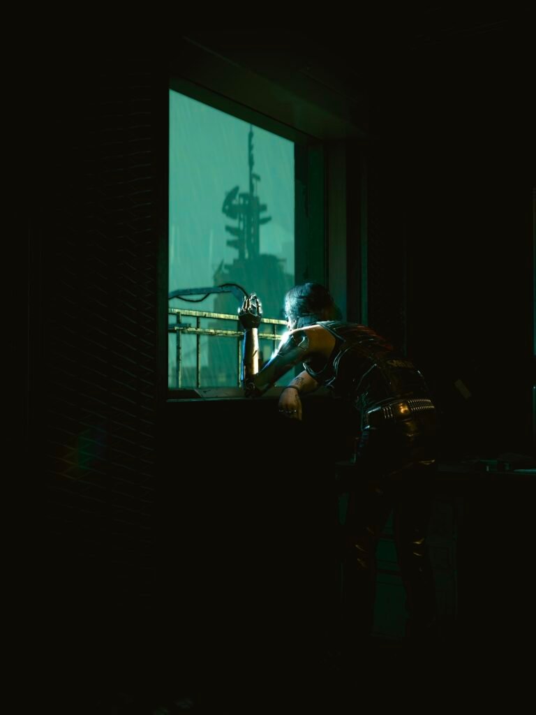 Johnny looking out a window - Cyberpunk 2077