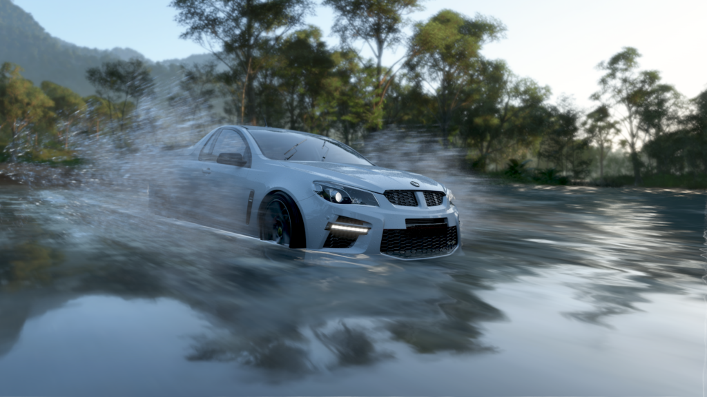 White Holden ute driving through water - Forza Horizon 5