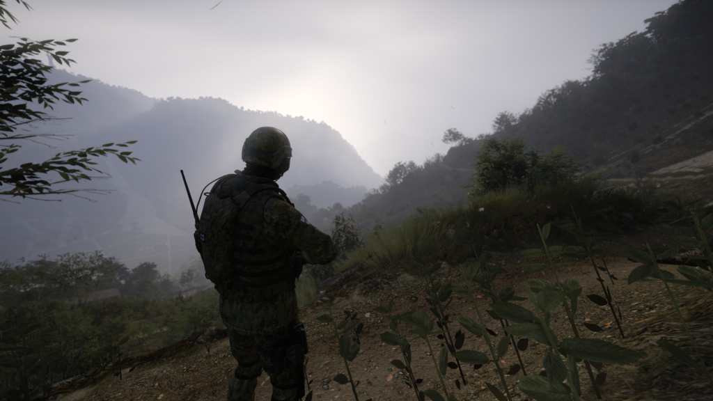 Soldier looking out at mountain - GR Wildlands