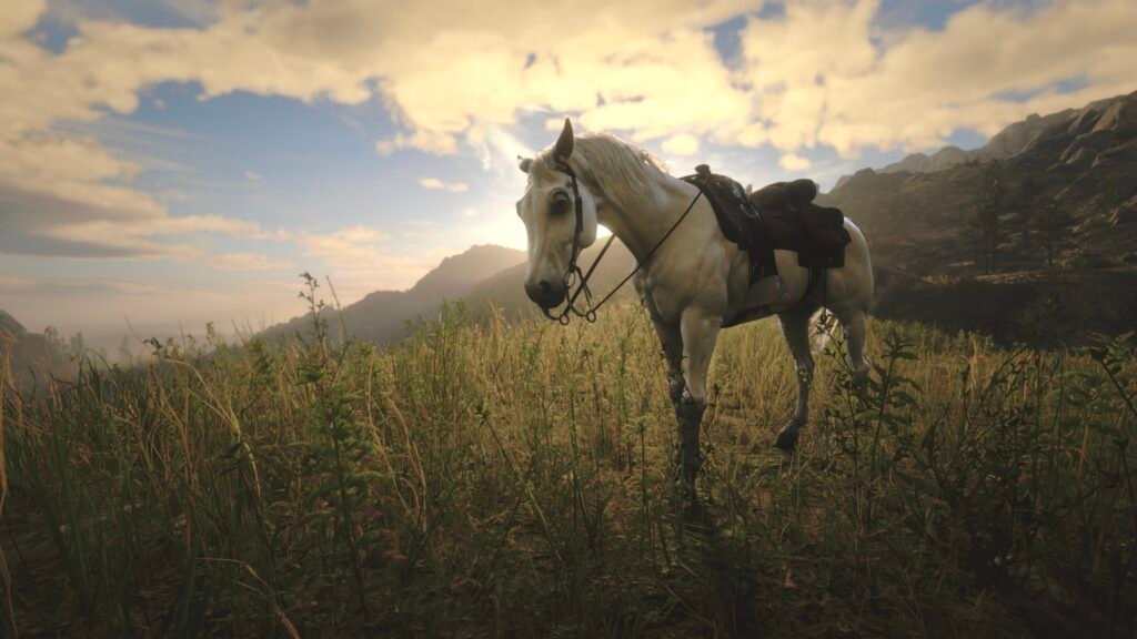 White Arabian during golden hour - RDR2