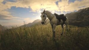 White Arabian during golden hour - RDR2