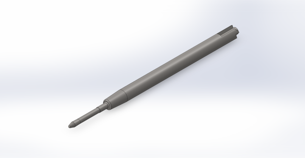Isometric view of Parker-style G2 pen refill.