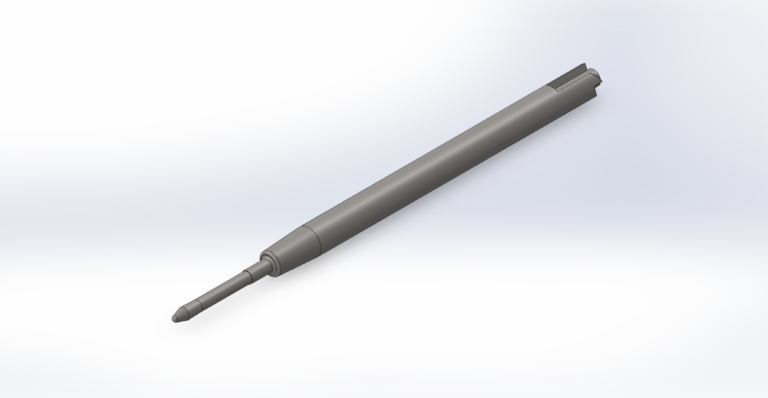 Isometric view of Parker-style G2 pen refill.