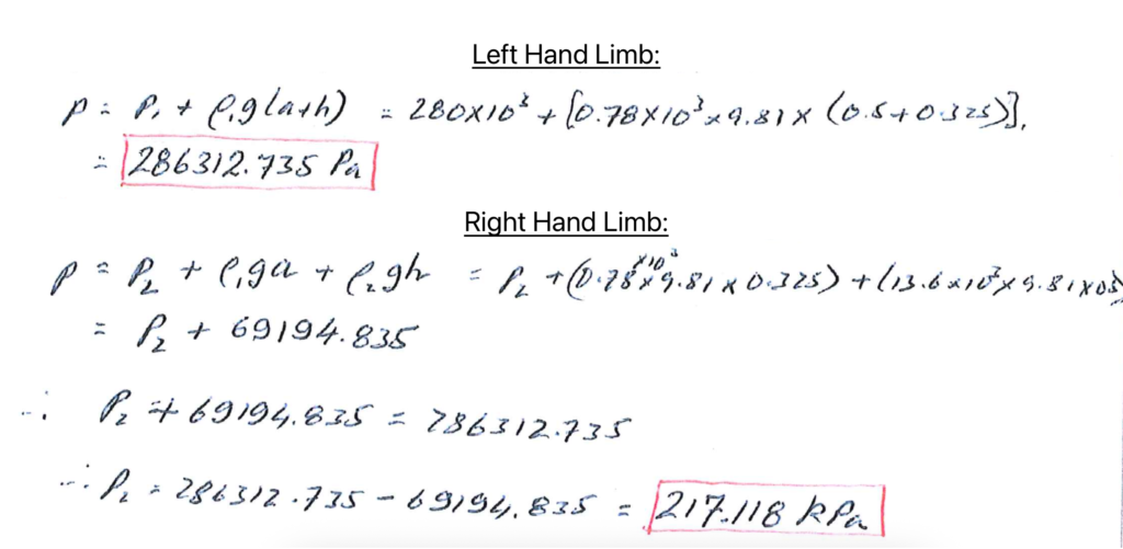 Differential manometer problem flawed solution